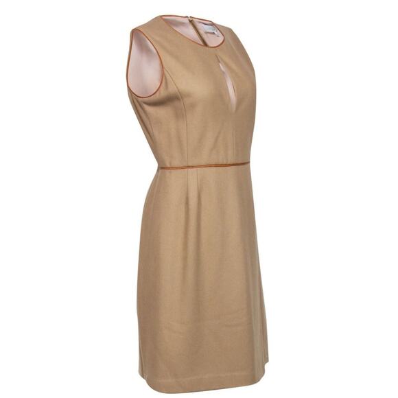 Adam Lippes Camel Sheath Dress with Leather
 Trim – Size 12 - Picture 1 of 5